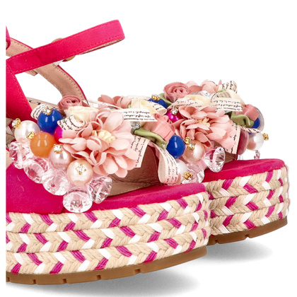 Modne sandały na koturnie - SCAVIOLA S-398 FUKSJA