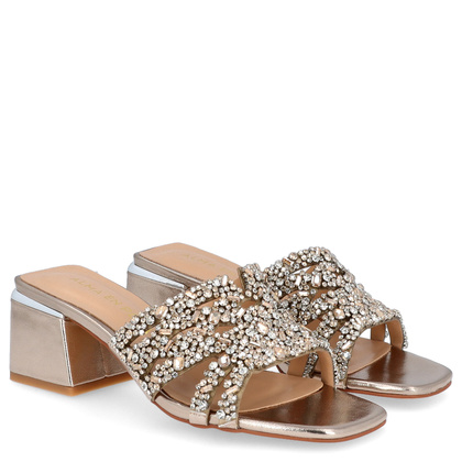 Hiszpańskie klapki na słupku - ALMA EN PENA V240707 ZŁOTE