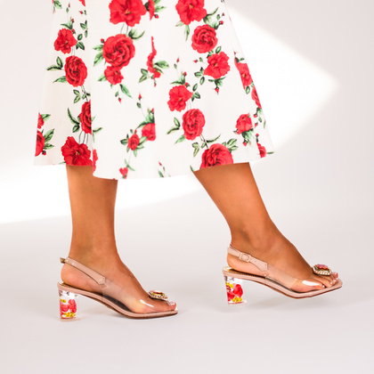 Silikonowe sandały na modnym obcasie - SCAVIOLA S-354 BEŻOWE