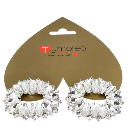 Ozdobne klipsy do butów owalne - TYMOTEO LOVE T49 SREBRNE