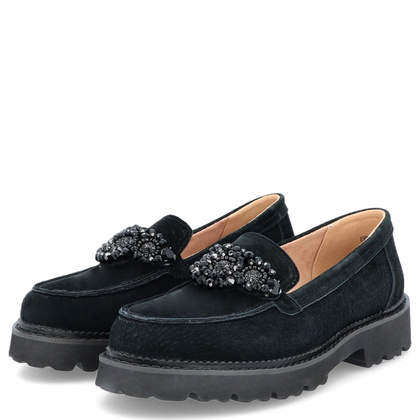 Eleganckie mokasyny z ozdobą - FILIPPO DP6167/24 BK