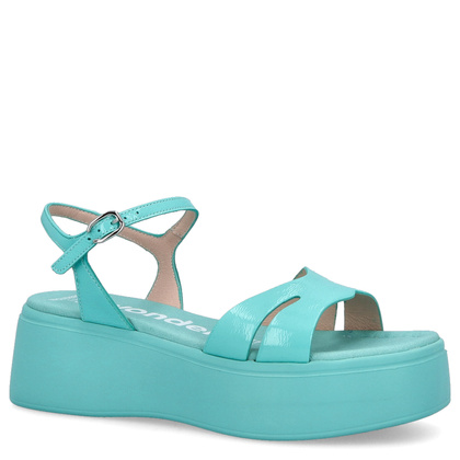Hiszpańkie sandały na platformie - WONDERS A-3710 MORSKIE