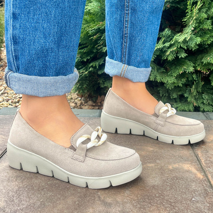 Skórzane mokasyny damskie - FILIPPO FILIPPO DP4128/24 BEŻOWY