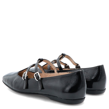 Hiszpańskie baleriny z paskami - WONDERS A-86131 CZARNE