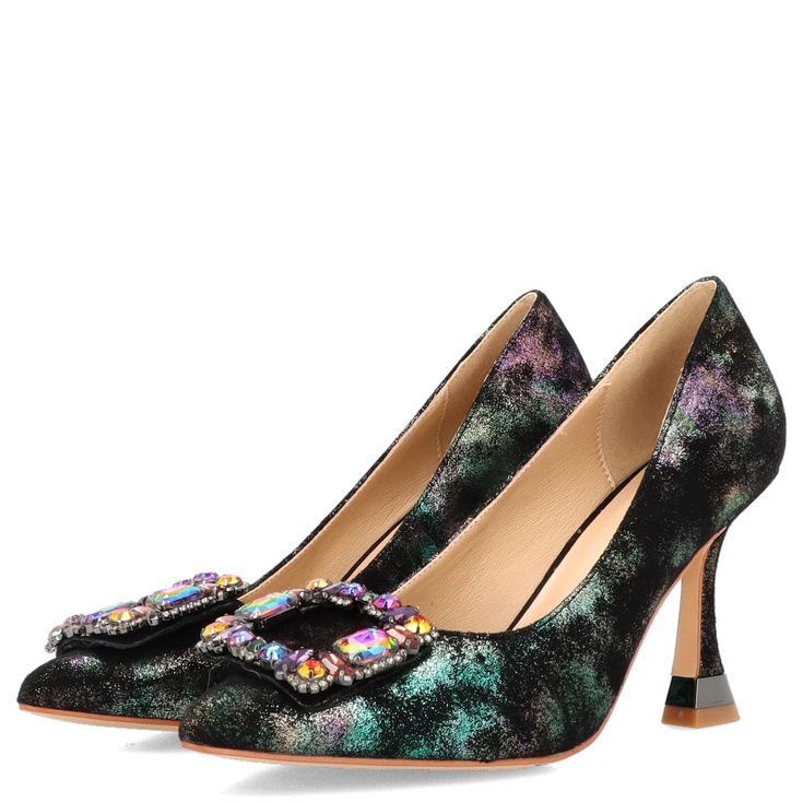 Hiszpańskie szpilki z ozdobą - ALMA EN PENA I250434 CZARNE