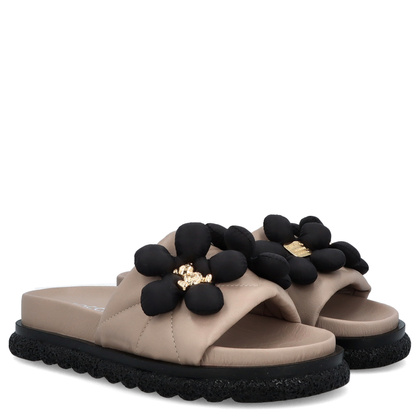 Skórzane klapki damskie - BOCCATO 475.068 BEŻOWE