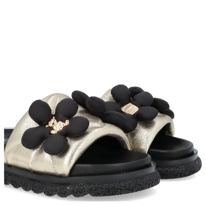 Skórzane klapki damskie - BOCCATO 475.068 ZŁOTE