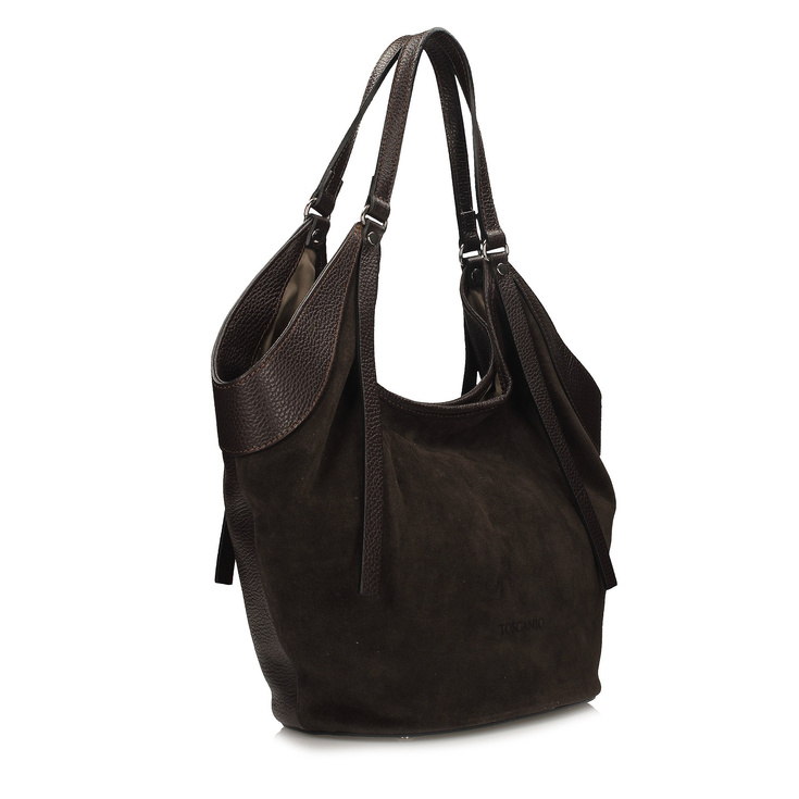 Torebka skórzana - TOSCANIO G108 CIEMNY BRĄZ