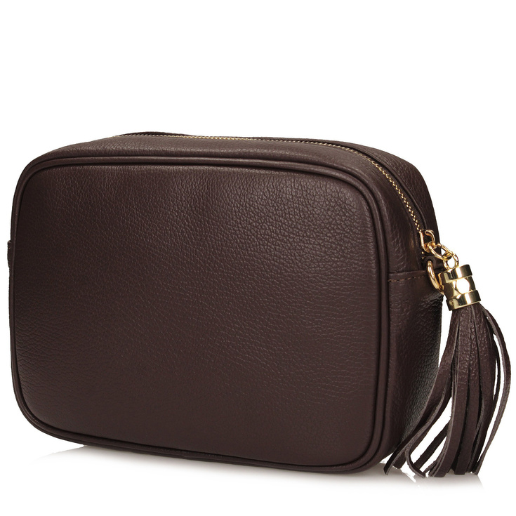 Listonoszka ze skóry naturalnej - TOSCANIO F226 CIEMNY BRĄZ