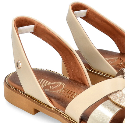 Wygodne sandały skórzane - LEMAR 40382 BEŻOWE