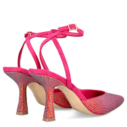 Błyszczące szpilki bez pięty - MENBUR 24789 FUKSJA