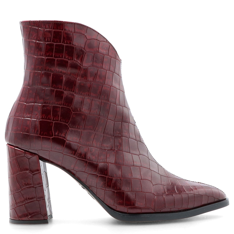 Skórzane botki z motywem zwierzęcym - WONDERS M-5430 BORDOWE