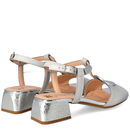 Eleganckie sandałki z ozdobą - TYMOTEO GABI SZARO SREBRNE