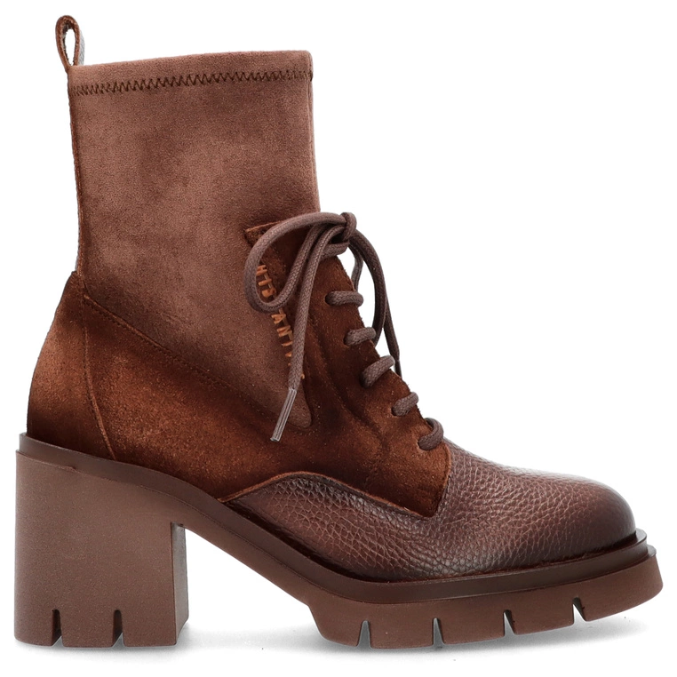 Sznurowane botki na obcasie  - HISPANITAS HI254281 CZEKOLADOWE