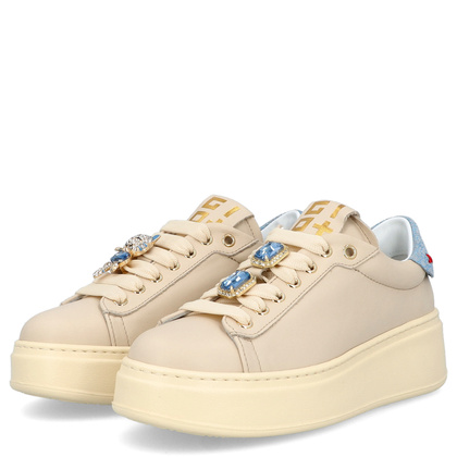 Sneakersy skórzane premium - GIO+ PIA312A BEŻOWE