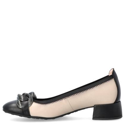 Hiszpańskie czółenka z klamrą - HISPANITAS CHI254349 BEŻOWO CZARNE