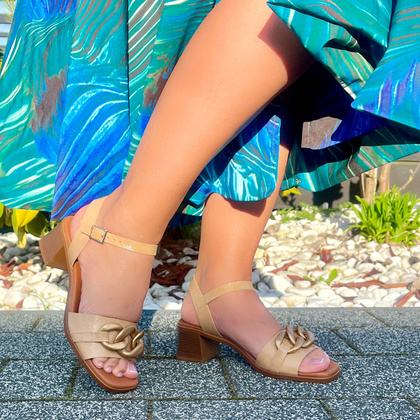 Sandały na niskim obcasie - OH! MY SANDALS 5354 BEŻOWE