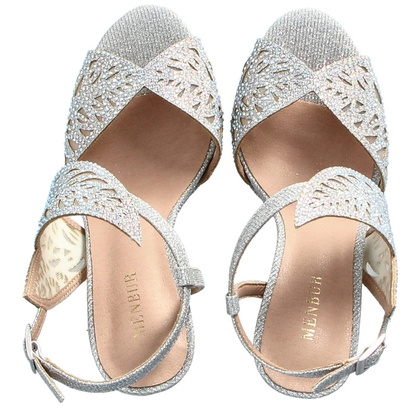 Sandały z asymetryczną cholewką - MENBUR 23938 SREBRNE