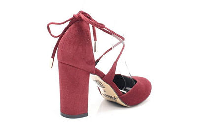 Wiązane na kostce, taneczne - KOTYL 5899 BORDOWE