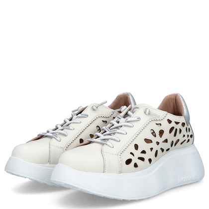 Ażurowe sneakersy damskie - WONDERS A-3621 BIAŁE