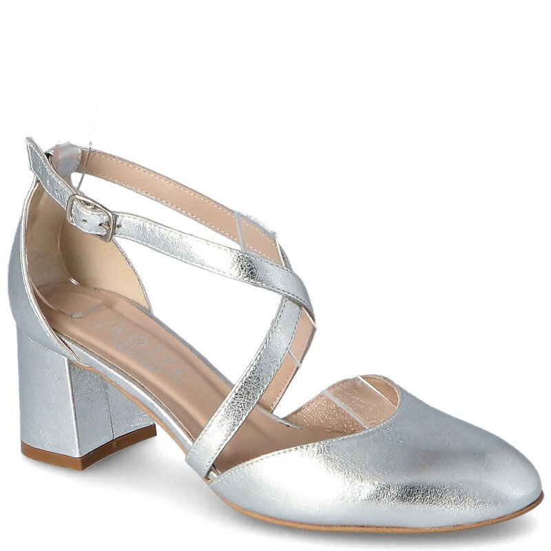 Taneczne czółenka, ślubne - KOTYL 0663 SREBRNE