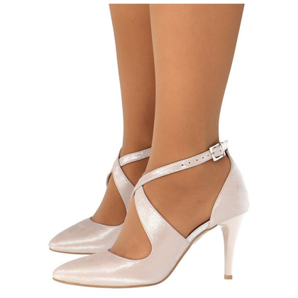 Ślubne szpilki ze skóry - TYMOTEO BALTI RÓŻOWE