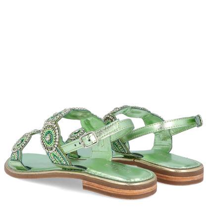 Eleganckie zdobne sandały - LEJADE 3755 PISTACJOWE