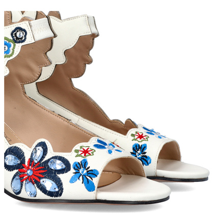 Sandały z kolorowymi kryształkami - SCAVIOLA S-194 BIAŁE