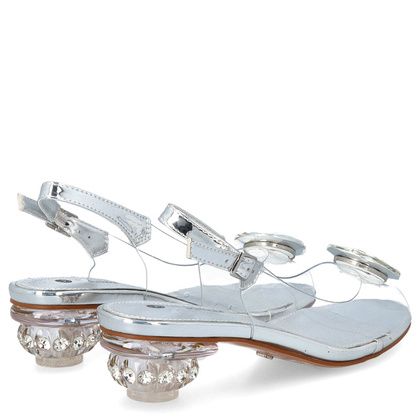 Sandały silikonowe na niskim obcasie - SCAVIOLA S-225 SREBRNE