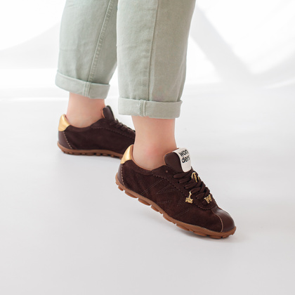 Hiszpańskie sneakersy premium - WONDERS AP-2103 BRĄZOWE