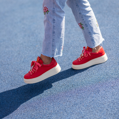 Sneakersy skórzane premium - GIO+ PIA300B CZERWONE