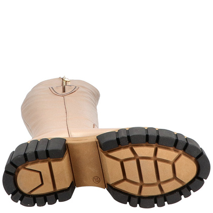 Modne skórzane kozaki - TYMOTEO M2011 BEŻOWE