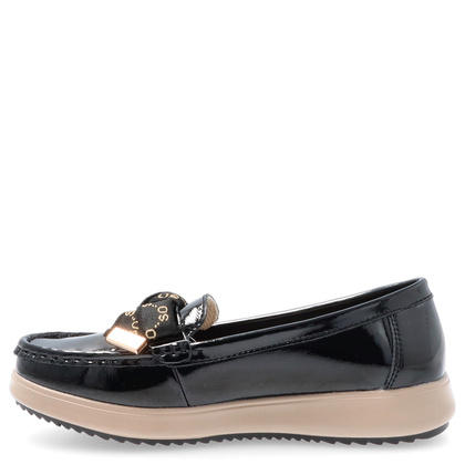 Skórzane półbuty z kokardą - FILIPPO DP6457/25 CZARNE