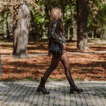 Wysokie workery ze skóry - TYMOTEO 2163/1 CZARNE