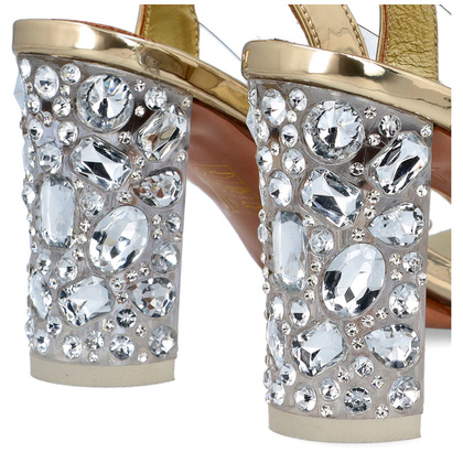 Sandały na modnym obcasie - SCAVIOLA S-206 ZŁOTE