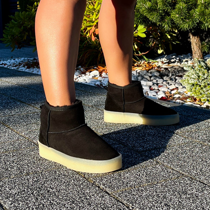 Skórzane śniegowce damskie - RAVINI 23 260 CZARNE