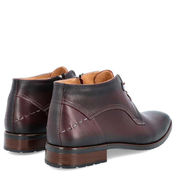 Eleganckie buty męskie zimowe - LEADER 084A-704 BORDOWE 