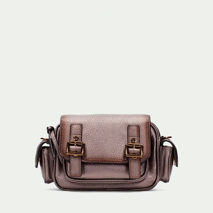 Torebka damska listonoszka - HISPANITAS BI254143 METALICZNY BRĄZ