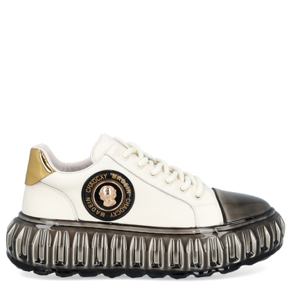 Skórzane sneakersy męskie - JOHN DOUBARE CC2881 BIAŁE