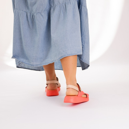 Lekkie hiszpańskie sandały - WONDERS C-6543 KORALOWE