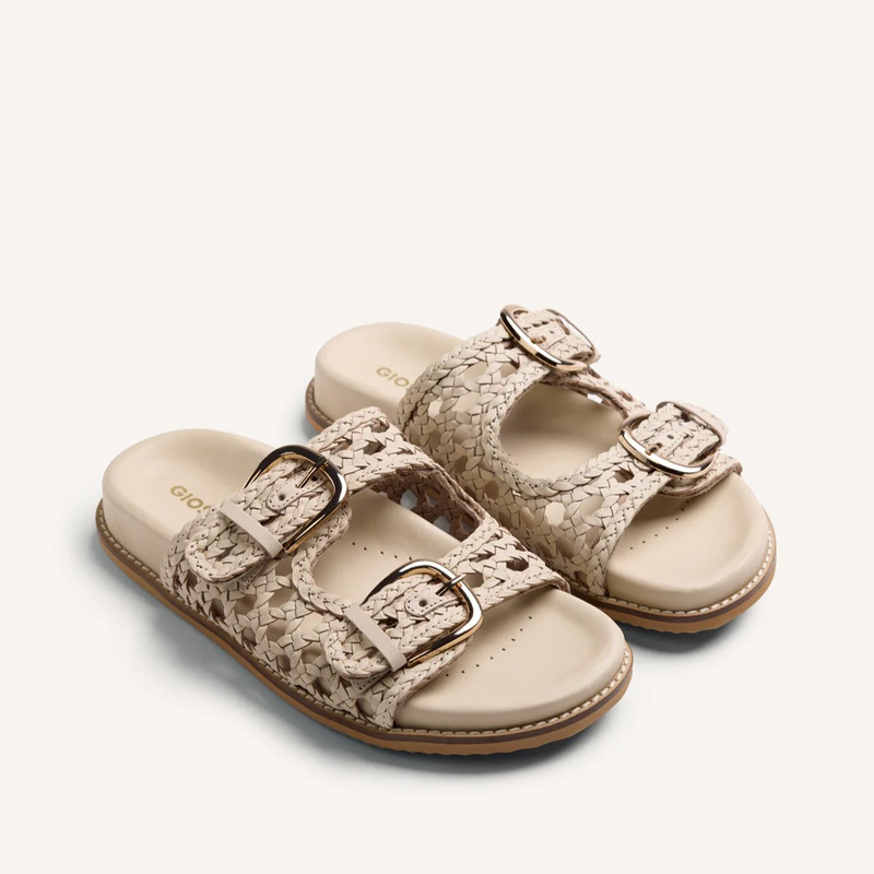 Plecione klapki damskie - GIOSEPPO 79032 KREMOWE