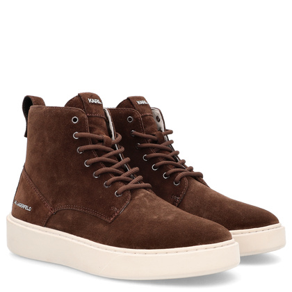 Trampki męskie za kostkę - KARL LAGERFELD FLINT KL53352A BRĄZOWE