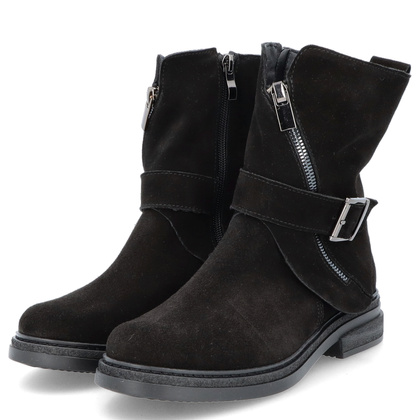 Płaskie botki ze skóry - TYMOTEO G1067 CZARNE