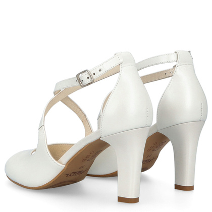 Taneczne sandałki ze skóry - KOTYL 4325 ECRU PERŁOWE