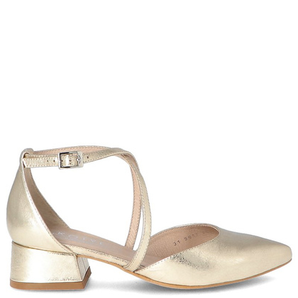 Czółenka ślubne na 4 cm obcasie - KOTYL 9917 ZŁOTY LICO