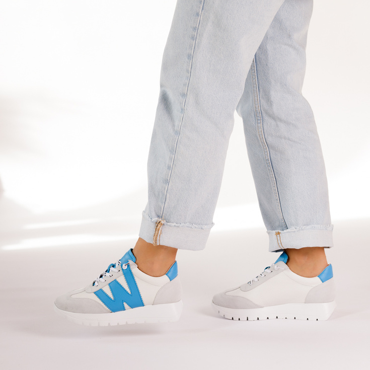 Hiszpańskie sneakersy premium - WONDERS A-2476 SZARO-NIEBIESKIE