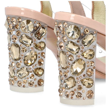 Sandały na modnym obcasie - SCAVIOLA S-207 BEŻOWE