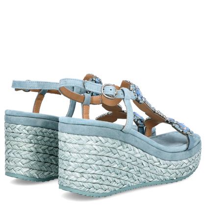 Hiszpańskie sandały na koturnie - ALMA EN PENA V251350 NIEBIESKIE