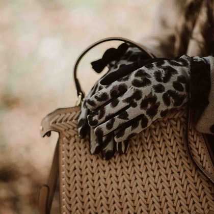 Rękawiczki damskie panterka - TYMOTEO LOVE R06 CZARNE