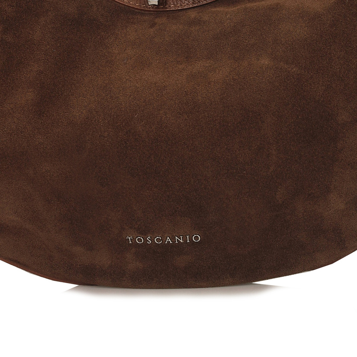 Okrągła torebka ze zamszu - TOSCANIO G89 BRĄZOWA